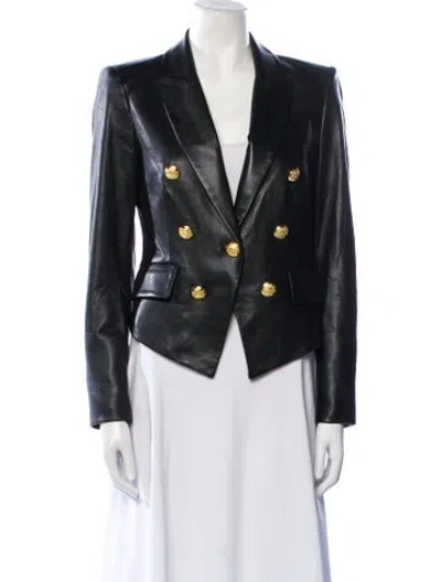 Pre-owned Veronica Beard Lamb Leather Blazer In Black
