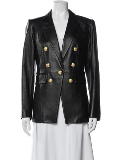 Pre-owned Veronica Beard Lamb Leather Blazer In Black