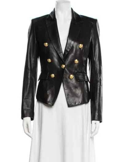 Pre-owned Veronica Beard Lamb Leather Blazer In Black