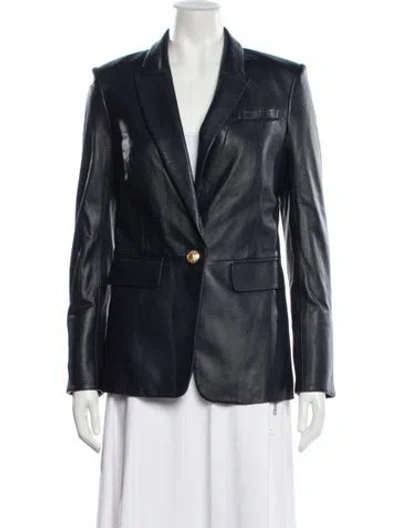 Pre-owned Veronica Beard Lamb Leather Blazer In Black