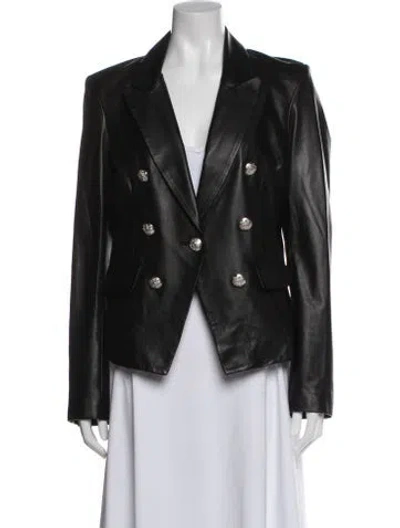 Pre-owned Veronica Beard Lamb Leather Blazer In Black