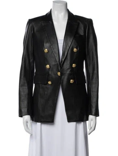Pre-owned Veronica Beard Lamb Leather Blazer In Black