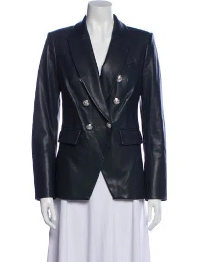 Pre-owned Veronica Beard Lamb Leather Blazer In Blue