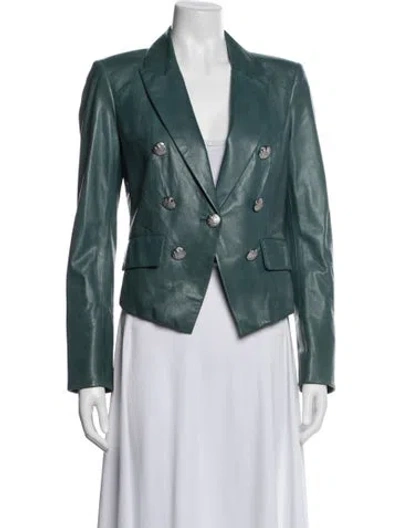 Pre-owned Veronica Beard Lamb Leather Blazer In Blue