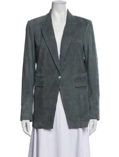 Pre-owned Veronica Beard Lamb Leather Blazer In Blue