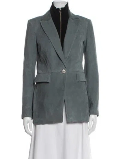 Pre-owned Veronica Beard Lamb Leather Blazer In Blue