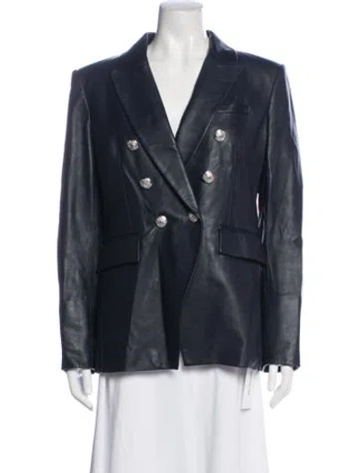 Pre-owned Veronica Beard Lamb Leather Blazer In Blue