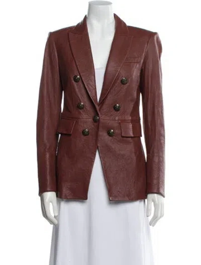 Pre-owned Veronica Beard Lamb Leather Blazer In Brown
