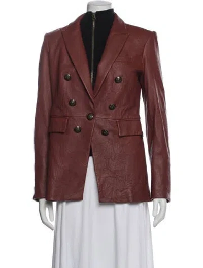 Pre-owned Veronica Beard Lamb Leather Blazer In Brown