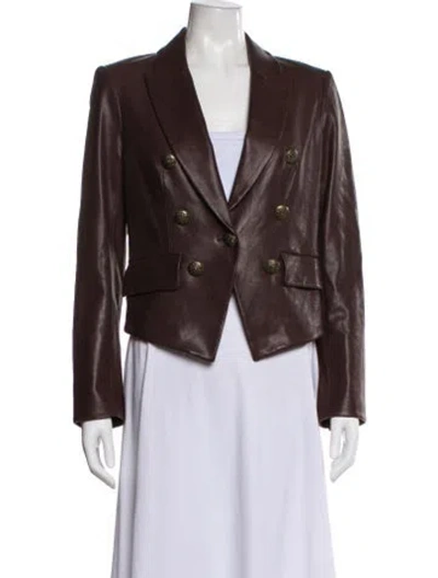 Pre-owned Veronica Beard Lamb Leather Blazer In Brown