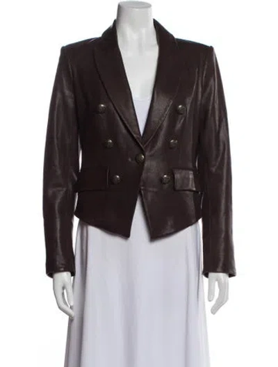 Pre-owned Veronica Beard Lamb Leather Blazer In Brown