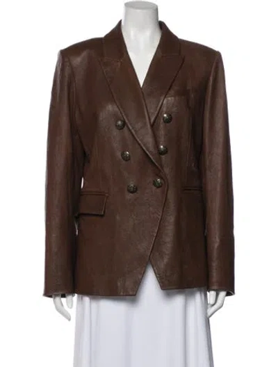Pre-owned Veronica Beard Lamb Leather Blazer In Brown