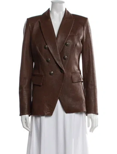 Pre-owned Veronica Beard Lamb Leather Blazer In Brown
