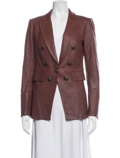 Pre-owned Veronica Beard Lamb Leather Blazer In Brown
