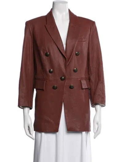 Pre-owned Veronica Beard Lamb Leather Blazer In Burgundy