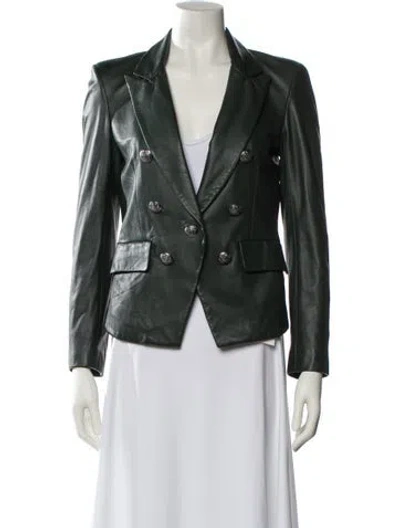 Pre-owned Veronica Beard Lamb Leather Blazer In Green