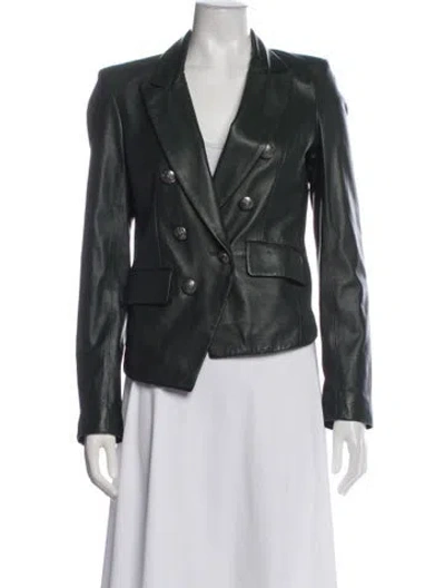 Pre-owned Veronica Beard Lamb Leather Blazer In Green