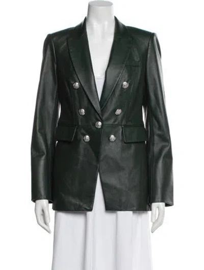 Pre-owned Veronica Beard Lamb Leather Blazer In Green