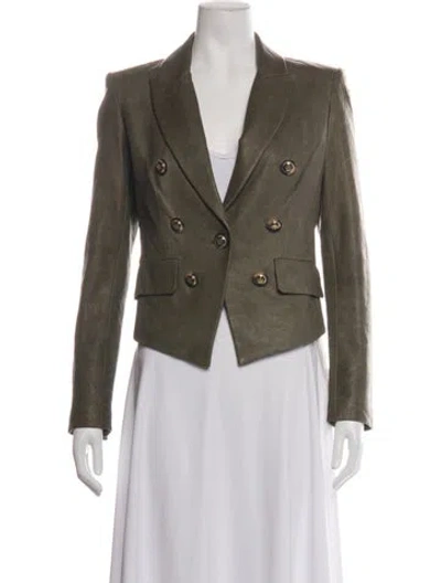 Pre-owned Veronica Beard Lamb Leather Blazer In Green