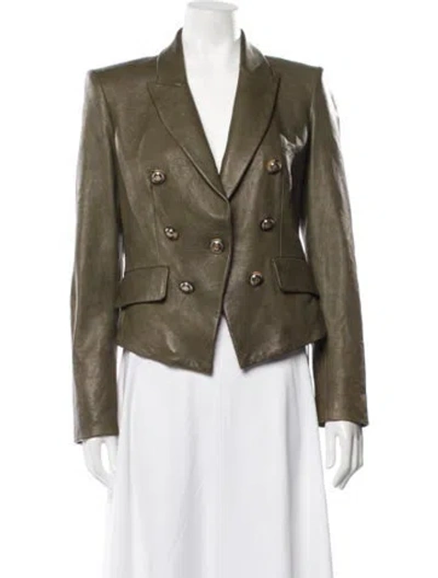 Pre-owned Veronica Beard Lamb Leather Blazer In Green