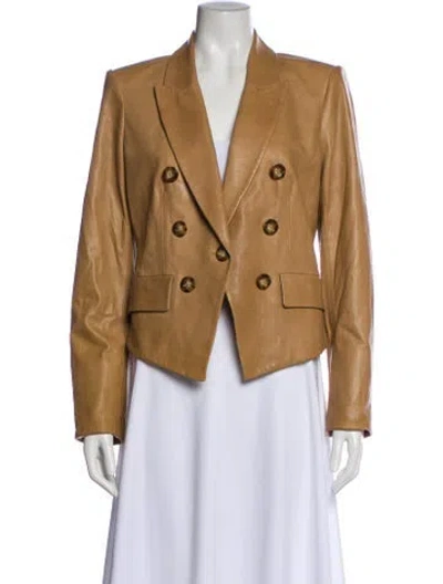 Pre-owned Veronica Beard Lamb Leather Blazer In Neutral