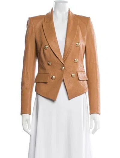 Pre-owned Veronica Beard Lamb Leather Blazer In Neutral