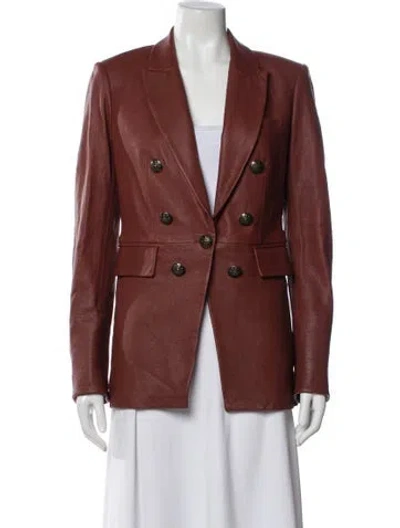 Pre-owned Veronica Beard Lamb Leather Blazer In Red