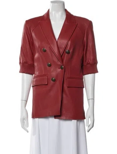 Pre-owned Veronica Beard Lamb Leather Blazer In Red