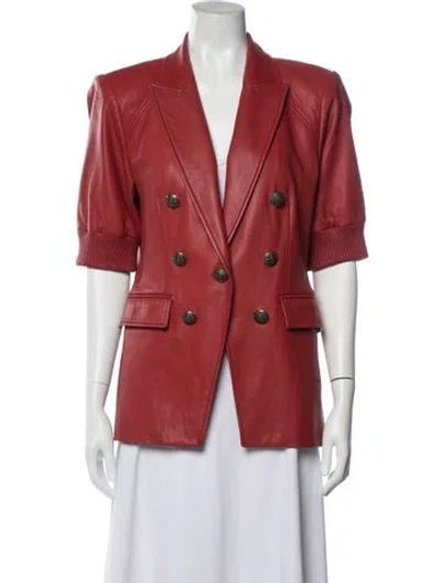 Pre-owned Veronica Beard Lamb Leather Blazer In Red
