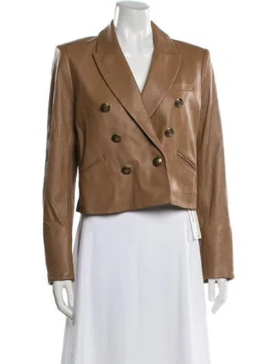 Pre-owned Veronica Beard Lamb Leather Blazer W/ Tags In Brown