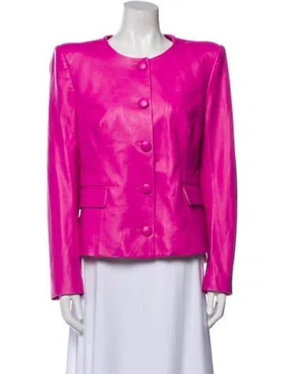 Pre-owned Veronica Beard Lamb Leather Evening Jacket In Pink