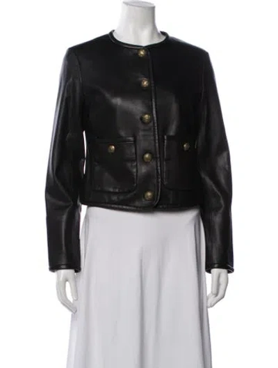 Pre-owned Veronica Beard Lamb Leather Jacket In Black