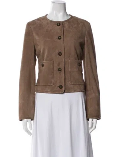 Pre-owned Veronica Beard Lamb Leather Jacket In Brown