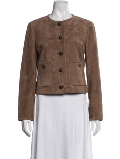 Pre-owned Veronica Beard Lamb Leather Jacket In Brown