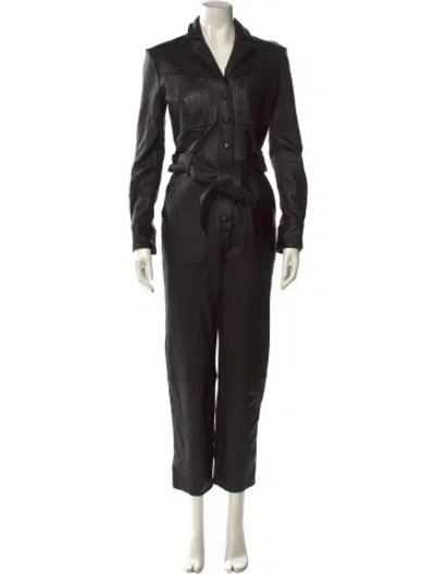 Pre-owned Veronica Beard Lamb Leather Jumpsuit W/ Tags In Black