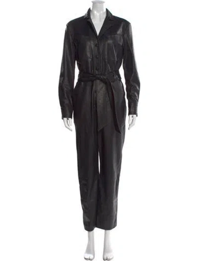 Pre-owned Veronica Beard Lamb Leather Jumpsuit W/ Tags In Black