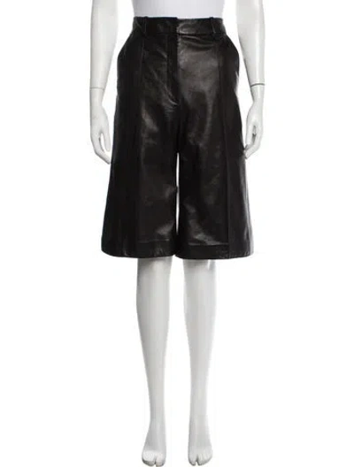 Pre-owned Veronica Beard Lamb Leather Knee-length Shorts In Black
