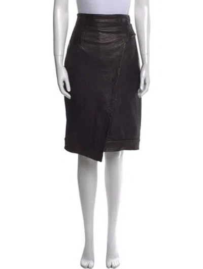 Pre-owned Veronica Beard Lamb Leather Knee-length Skirt In Black