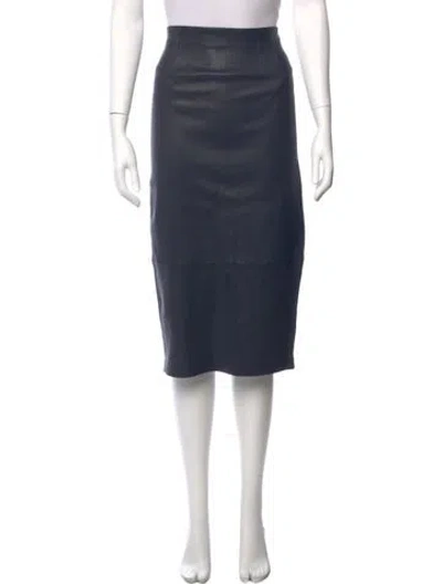 Pre-owned Veronica Beard Lamb Leather Knee-length Skirt In Blue