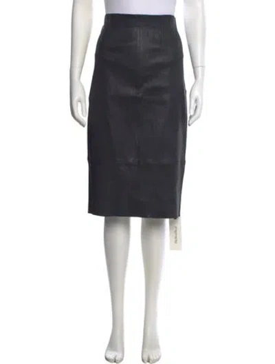 Pre-owned Veronica Beard Lamb Leather Knee-length Skirt In Blue