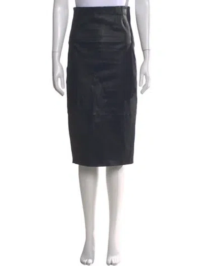 Pre-owned Veronica Beard Lamb Leather Knee-length Skirt In Blue