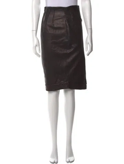 Pre-owned Veronica Beard Lamb Leather Knee-length Skirt In Brown
