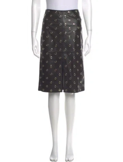 Pre-owned Veronica Beard Lamb Leather Knee-length Skirt In Gray