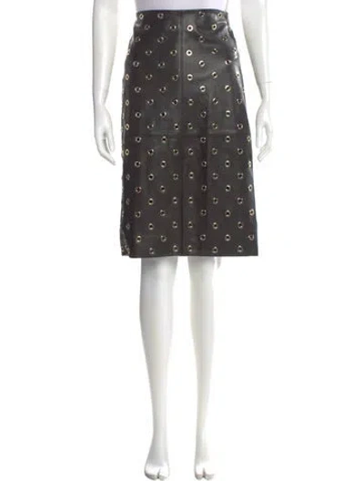 Pre-owned Veronica Beard Lamb Leather Knee-length Skirt In Gray