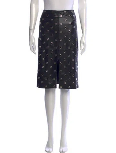 Pre-owned Veronica Beard Lamb Leather Midi Length Skirt In Black