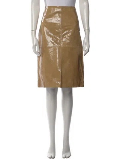 Pre-owned Veronica Beard Lamb Leather Midi Length Skirt In Neutral