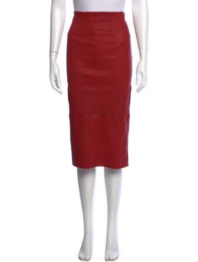 Pre-owned Veronica Beard Lamb Leather Midi Length Skirt In Red