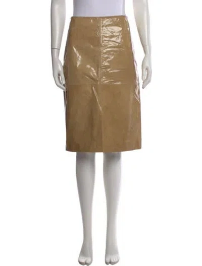 Pre-owned Veronica Beard Lamb Leather Midi Length Skirt W/ Tags In Neutral