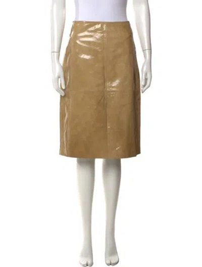 Pre-owned Veronica Beard Lamb Leather Midi Length Skirt W/ Tags In Neutral