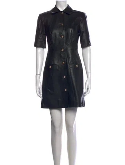 Pre-owned Veronica Beard Lamb Leather Mini Dress W/ Tags In Black